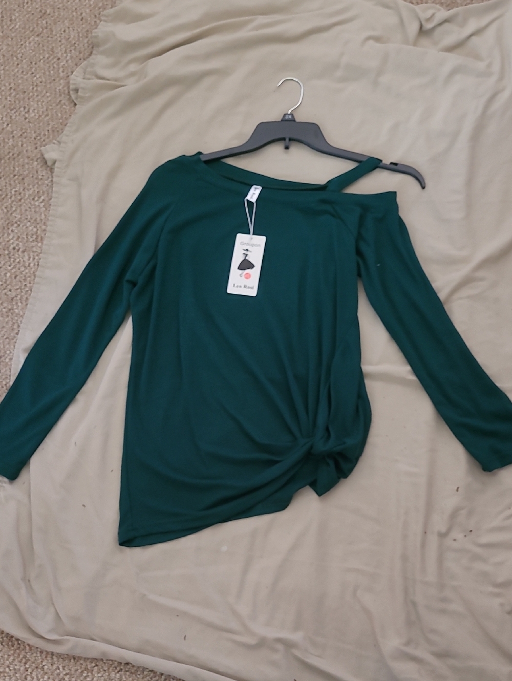 Women’s Teal One-Shoulder Knot Detail Tunic